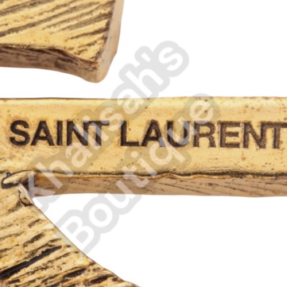 BNIB RARE! YSL Saint Laurent CASSANDRE Textured Gold YSL Pin Opyum Brooch - Picture 5 of 11